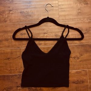 Brandy Melville Black Ribbed Crop Top